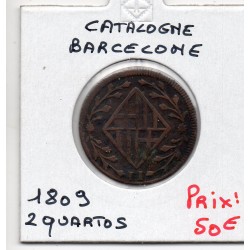 Catalogne Barcelone 2 Quartos 1809 TTB-, KM 66 pièce de monnaie