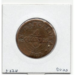 Catalogne Barcelone 4 Quartos coulée 1809 TB, KM 78 pièce de monnaie