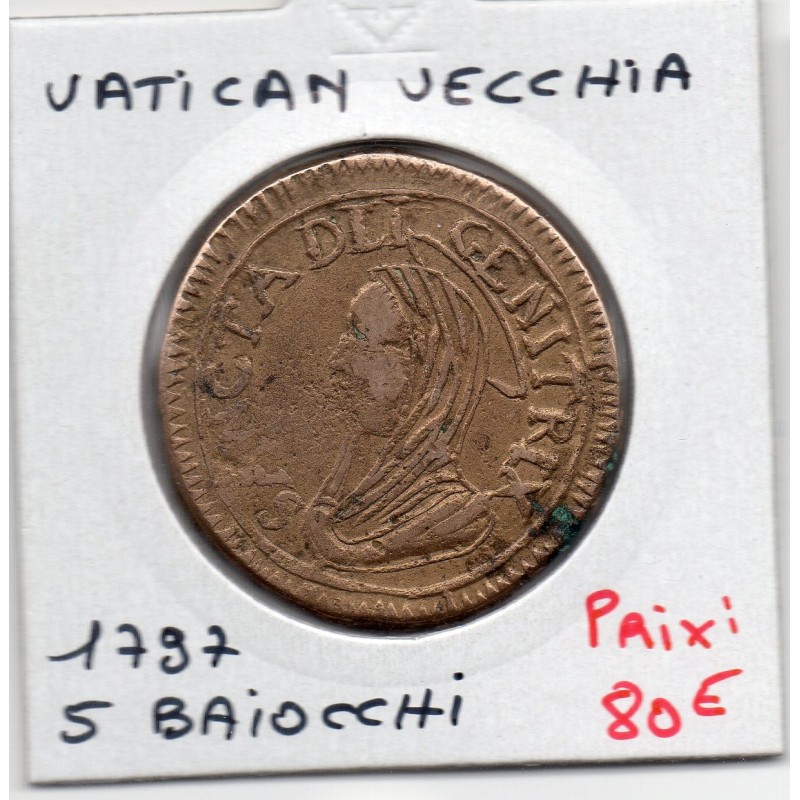 Vatican Vecchia 5 Baiocchi ou Madonnina 1797 TB+, KM 12 pièce de monnaie