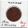 Norvège 2 Skilling 1810 B, KM 280 pièce de monnaie