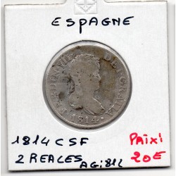 Espagne 2 reales 1814 C SF B, KM 464 pièce de monnaie