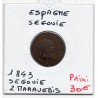 Espagne 2 maravedis 1843 Segovie Sup, KM 532.4 pièce de monnaie