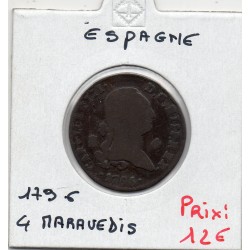 Espagne 4 maravedis 1796 Ségovie B, KM 427 pièce de monnaie