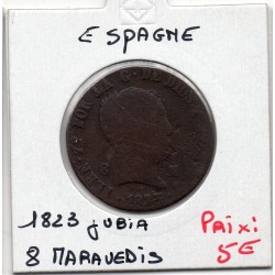 Espagne 8 maravedis 1823 J Jubia, KM 501 pièce de monnaie