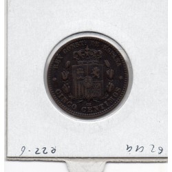 Espagne 5 centimos 1879 TTB, KM 674 pièce de monnaie