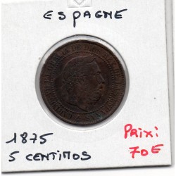 Espagne 5 centimos 1875 Sup-, KM 669 pièce de monnaie