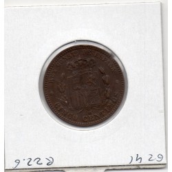 Espagne 5 centimos 1877 TTB+, KM 674 pièce de monnaie
