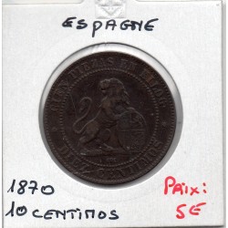 Espagne 10 centimos 1870 TTB-, KM 663 pièce de monnaie