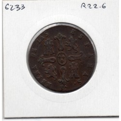 Espagne 8 maravedis 1842 jubia B, KM 531.2 pièce de monnaie