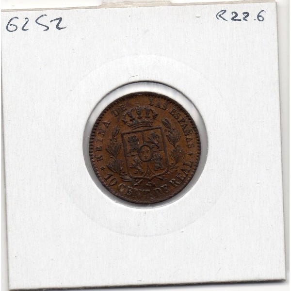 Espagne 10 centimos 1863 Sup, KM 603 pièce de monnaie