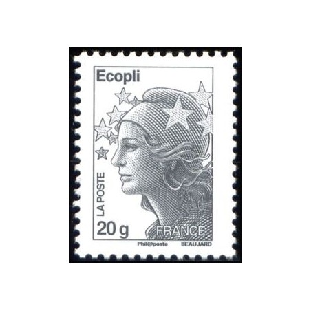 Timbre France Yvert No 4565a Marianne de Beaujard  sans bande de phosphore 2e tirage ecopli grise 20g