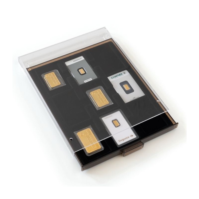 Médaillier 9 compartiments rectangle pour lingotin et coin cards 84 x 54 mm
