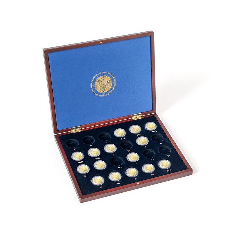 Coffret Numismatique VOLTERRA UNO, pièces de 2€ "35 ans Erasmus" en capsules 26mm