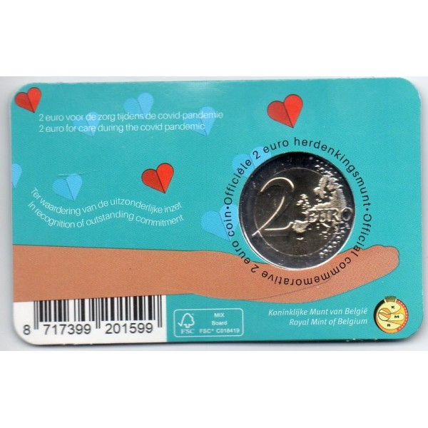 2 euros commémorative Belgique 2022 Santé Covid Version francaise pièce de monnaie euro