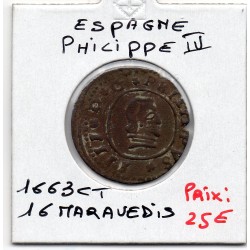 Espagne Philippe IV 16 maravedis 1663 CT Cordoba TB KM absent pièce de monnaie
