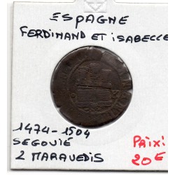 Espagne 2 maravedis 1474-1504 Ségovie TB, Ferdinand V et Isabelle pièce de monnaie