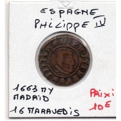 Espagne Philippe IV 16 maravedis 1663 My Madrid TB- KM 172.5 pièce de monnaie