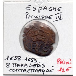 Espagne Philippe IV 8 maravedis 1658 contremarqué TTB Calico 399 pièce de monnaie