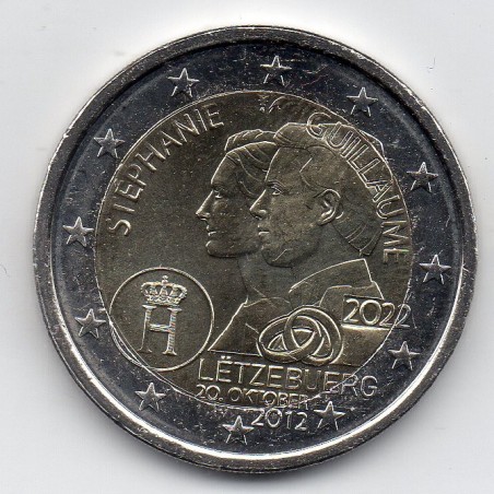 2 euro commémorative Luxembourg 2022 Mariage de Guillaume piece de monnaie €