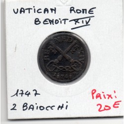 Vatican Rome Benoit XIV 2 Baiocchi 1747 TB, KM 1159 pièce de monnaie