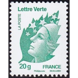 Timbre France Yvert No 4593 Marianne de Beaujard, lettre verte 20g vert émeraude