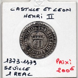 Castille et Leon Henri II 1 real 1373-1379 TTB pièce de monnaie