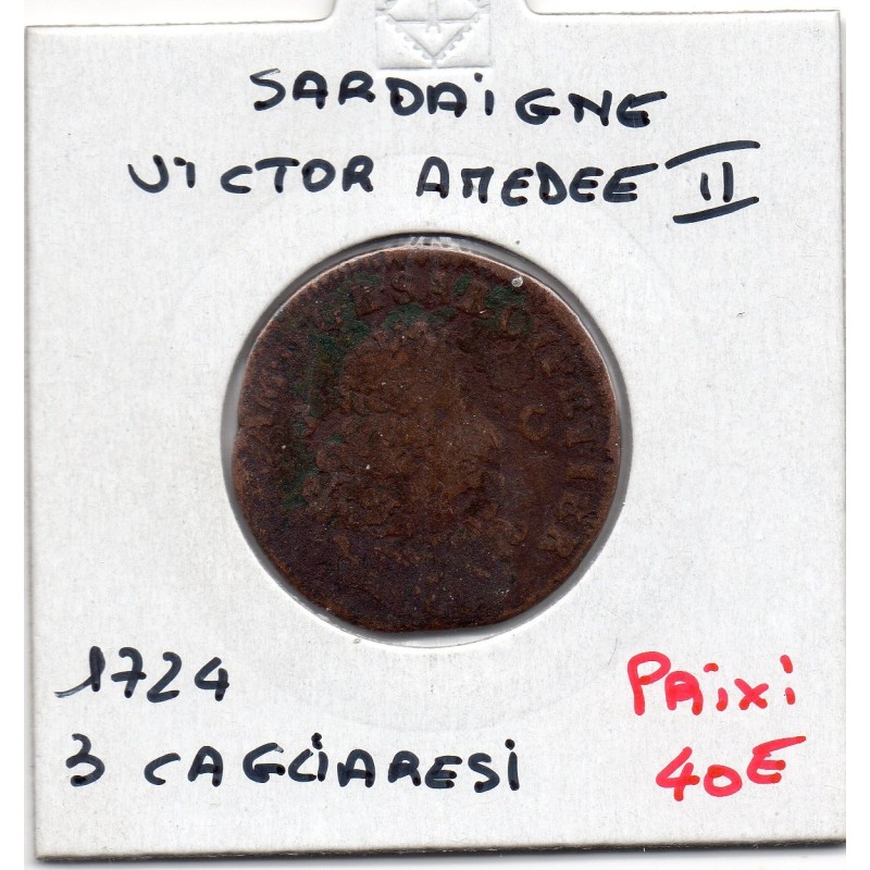 Italie Sardaigne 3 Cagliaresi 1724 B, KM 5 pièce de monnaie