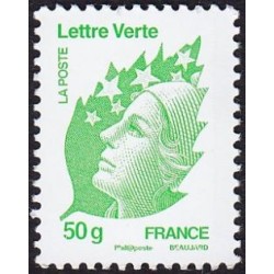 Timbre France Yvert No 4594 Marianne de Beaujard, lettre verte 50g vert jaune