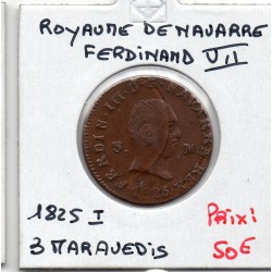 Navarre ferdinand VII 3 Maravedis 1825 PP TTB pièce de monnaie