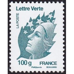 Timbre France Yvert No 4595 Marianne de Beaujard, lettre verte 100g vert foncé