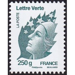Timbre France Yvert No 4596 Marianne de Beaujard, lettre verte 250g vert noir