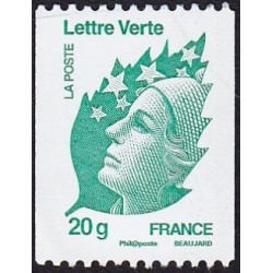 Timbre France Yvert No 4597 Marianne de Beaujard, lettre verte 20g vert Issu de roulette