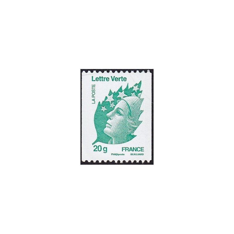 Timbre France Yvert No 4597 Marianne de Beaujard, lettre verte 20g vert Issu de roulette