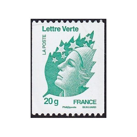 Timbre France Yvert No 4597 Marianne de Beaujard, lettre verte 20g vert Issu de roulette