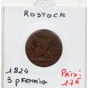 Rostock 3 pfennig 1824 TTB KM 132 pièce de monnaie