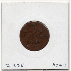 Rostock 3 pfennig 1824 TTB KM 132 pièce de monnaie