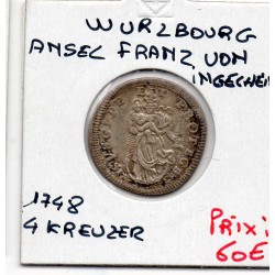 Wurtzbourg 4 kreuzer 1748 TTB+ KM 321 pièce de monnaie
