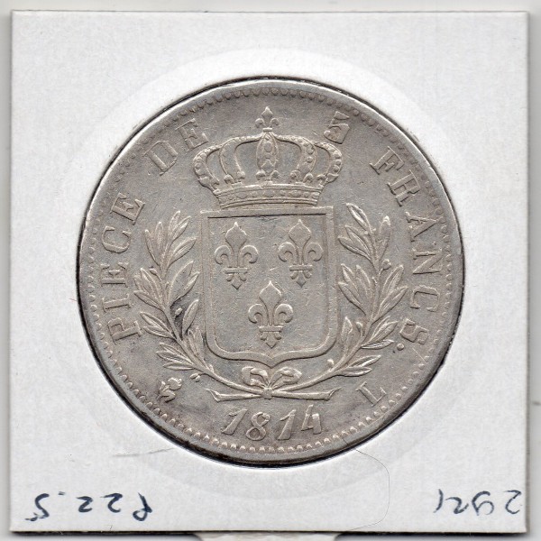 5 francs Louis XVIII 1814 L Bayonne Sup, France pièce de monnaie