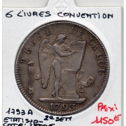 6 Livres génie Convention 2eme semestre 1793 A paris Sup-, France pièce de monnaie