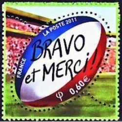 Timbre France Yvert No 4612 Bravo et Merci, coupe du monde de Rugby
