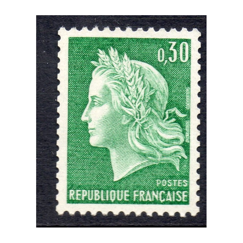 Timbre Yvert No 1536Aa France variété Marianne de Cheffer gomme tropicale