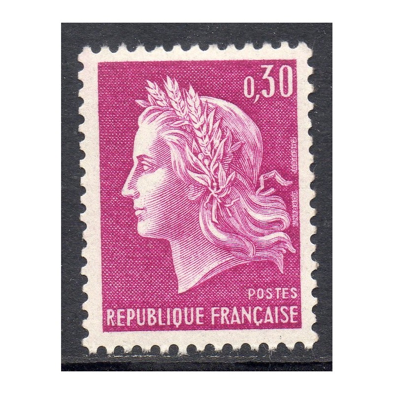 Timbre Yvert No 1536a France variété Marianne de Cheffer gomme tropicale