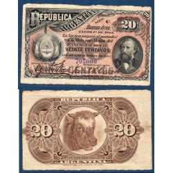 Argentine Pick N°7a, Billet de banque de 20 centavos 1884