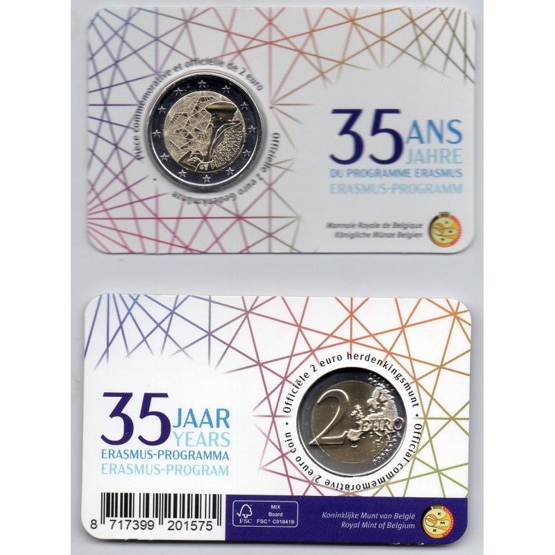 2 euros commémorative Belgique version Française 2022 Erasmus pièce de monnaie euro