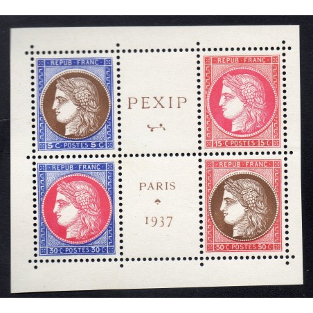 Timbre France Yvert No 348-351 centre du bloc PEXIP neuf **