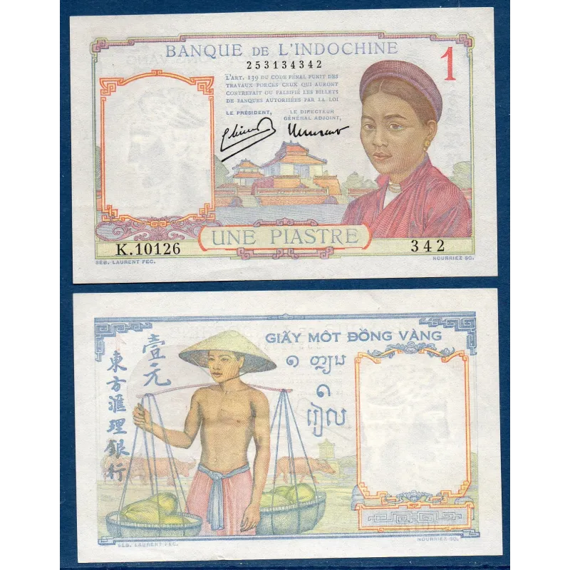 Indochine Pick N°54e, Spl Billet de banque de 1 piastre 1949 Indochine Pick N°54e, Spl Billet de banque de 1 piastre 1949