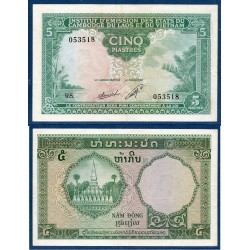 Indochine Pick N°101, Sup Billet de banque de 5 piastres 1953