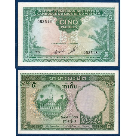 Indochine Pick N°101, Sup Billet de banque de 5 piastres 1953