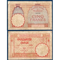 Maroc Pick N°23Ab, B Billet de banque de 5 francs 1941
