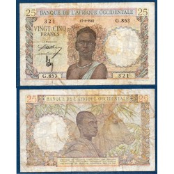 AOF Pick 38a, Billet de banque de 25 Francs CFA 17.8.1943